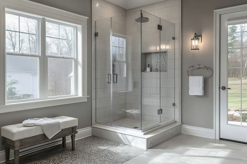 Walk-in Shower with Frameless Glass and Chrome Hardware