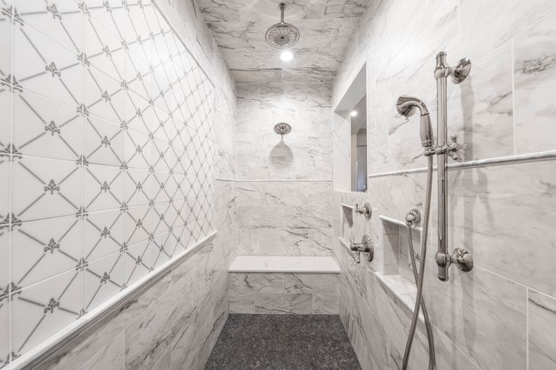 Elegant Shower with Stone Tile Walls